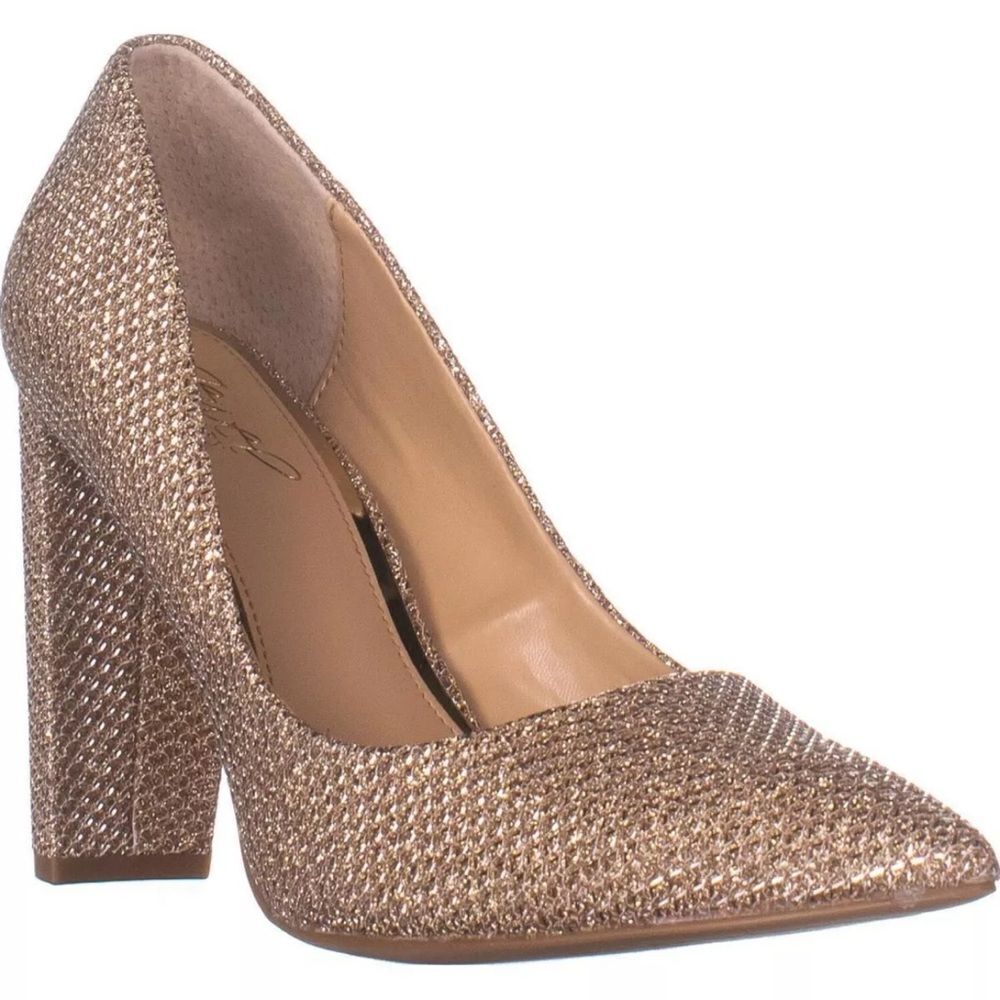 Badgley Mischka rose gold beige heels